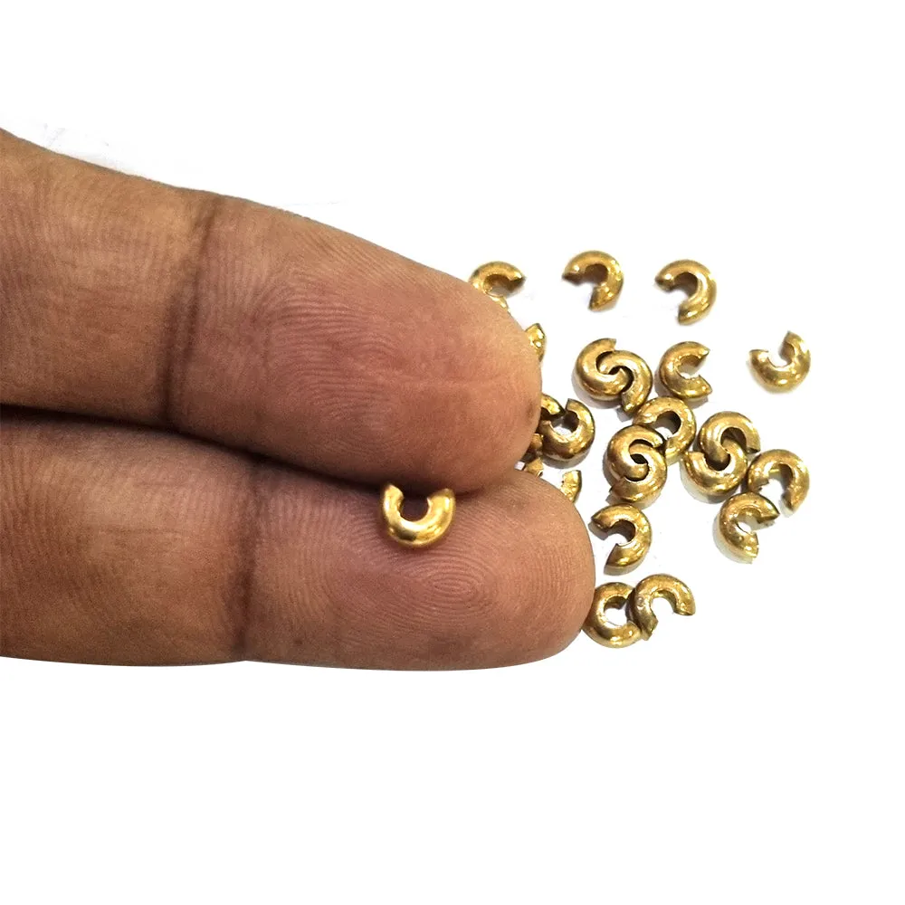 100 PCS Antique GOLD PLATED CRIMP COVER FOR JEWELRY MAKING