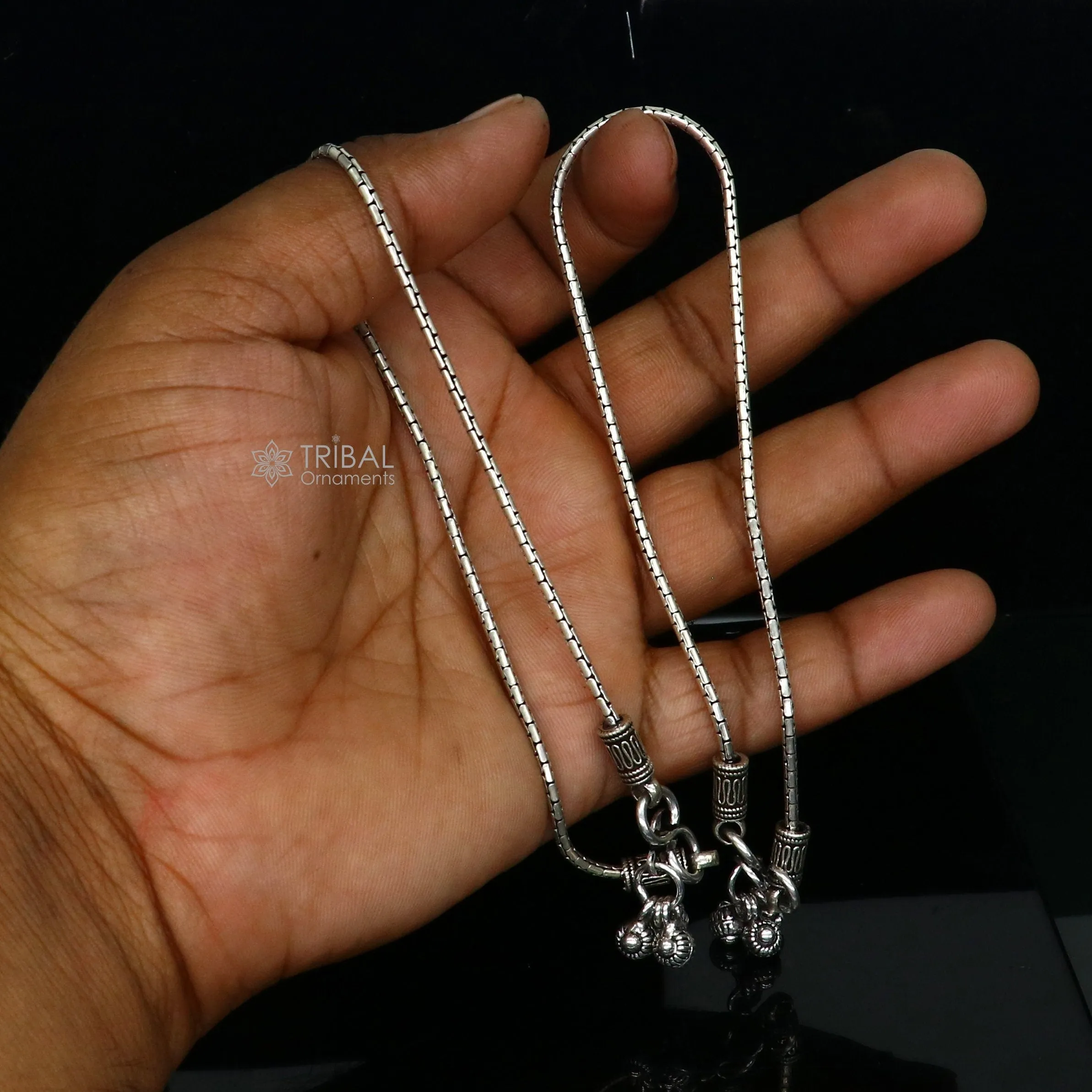 10.5" Vintage style plain chain anklet 925 sterling silver ankle bracelet, silver feet bracelet amazing belly dance jewelry ank593