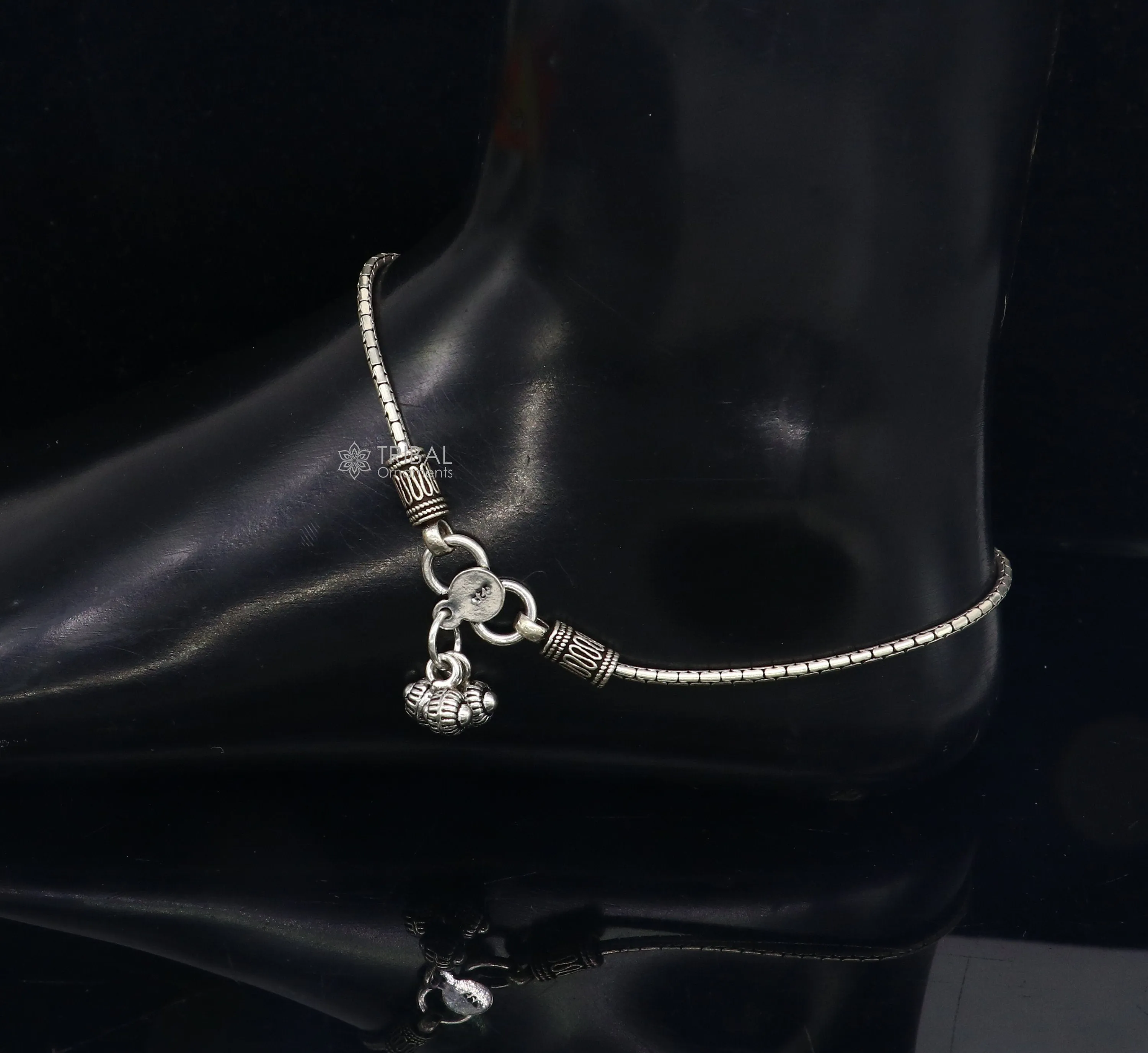 10.5" Vintage style plain chain anklet 925 sterling silver ankle bracelet, silver feet bracelet amazing belly dance jewelry ank593