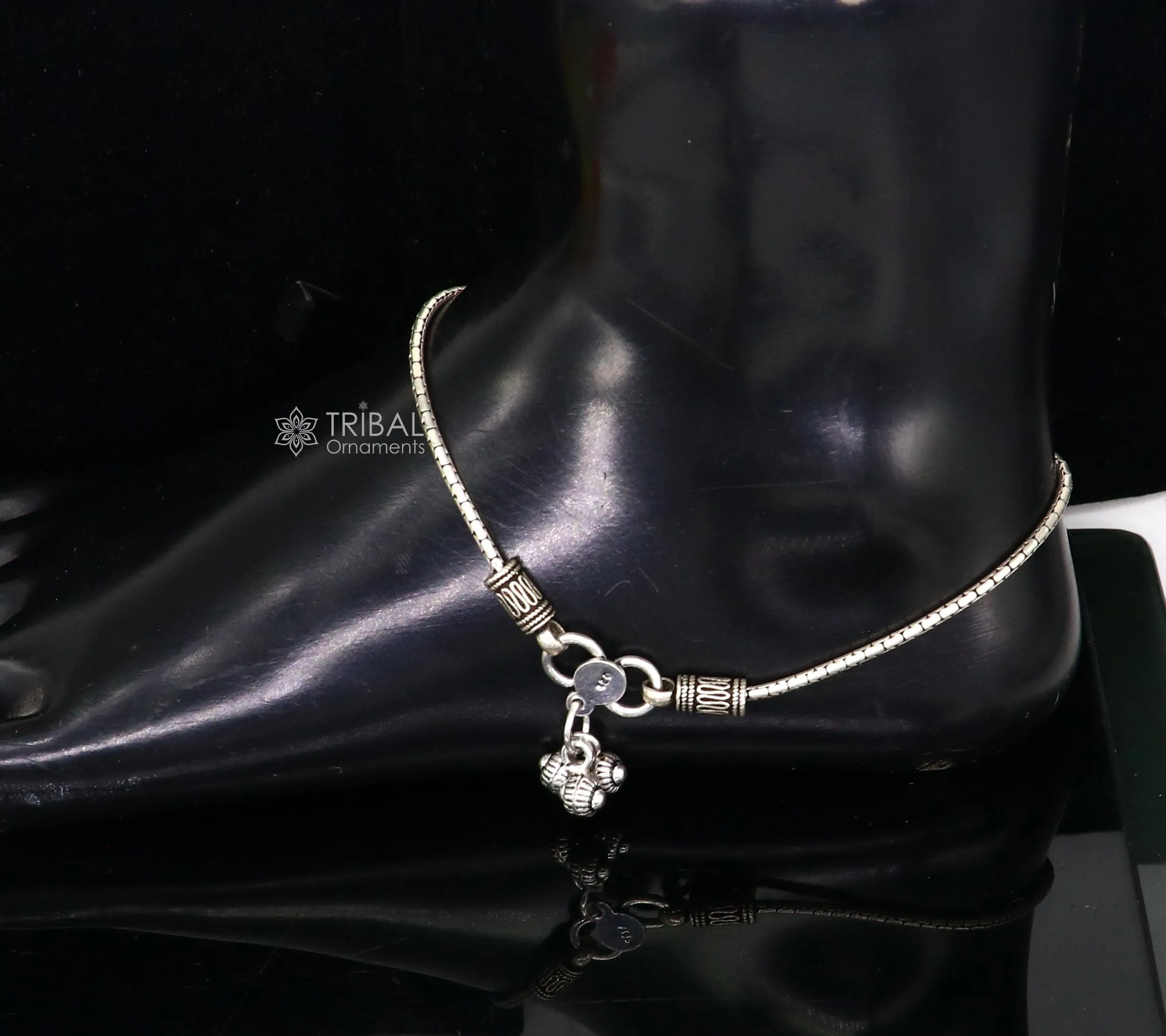 10.5" Vintage style plain chain anklet 925 sterling silver ankle bracelet, silver feet bracelet amazing belly dance jewelry ank593