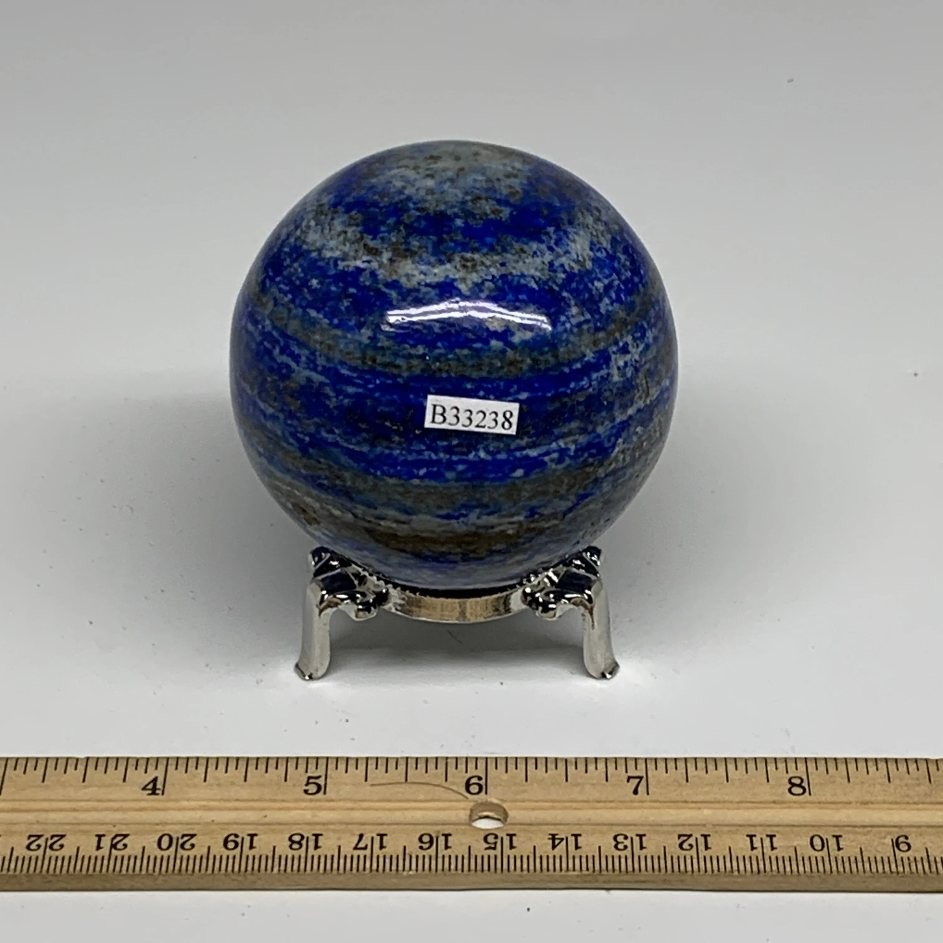 1.34 lbs, 2.9" (72mm), Lapis Lazuli Sphere Ball Gemstone @Afghanistan, B33238