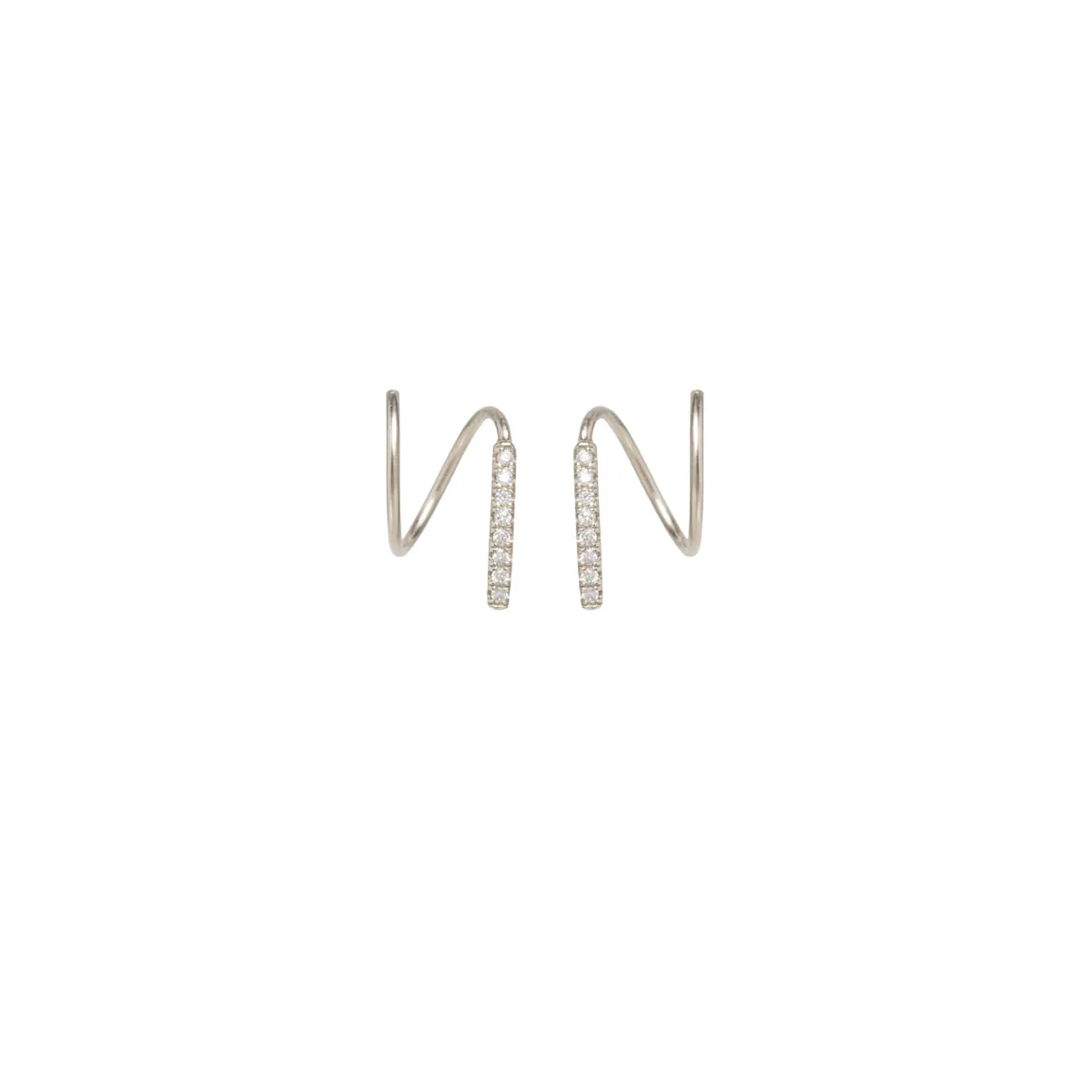 14k Pavé Diamond Bar Spiral Hoops
