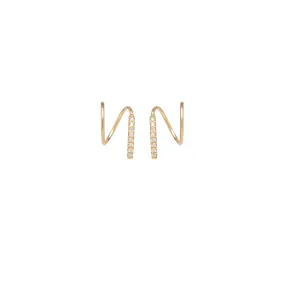 14k Pavé Diamond Bar Spiral Hoops