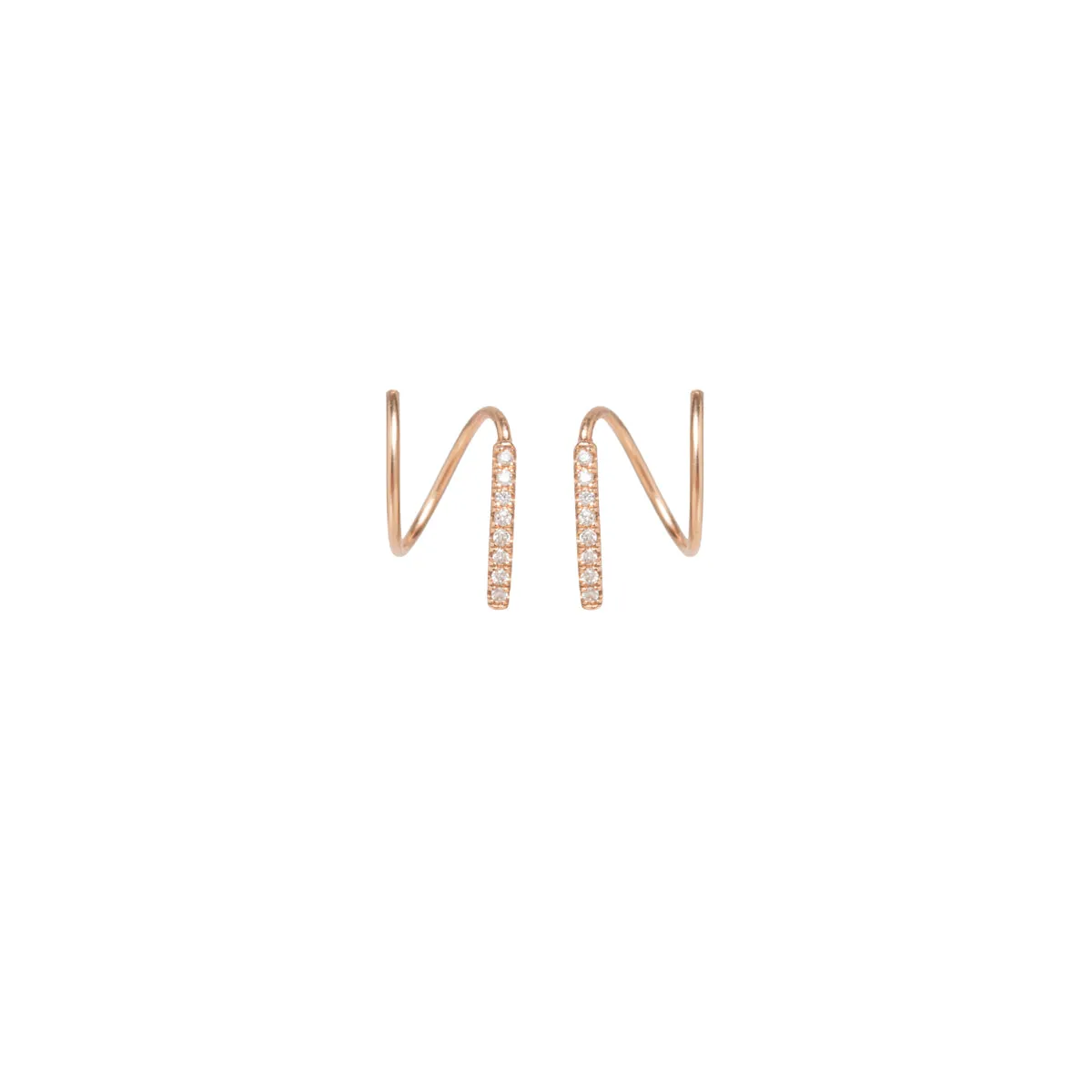14k Pavé Diamond Bar Spiral Hoops