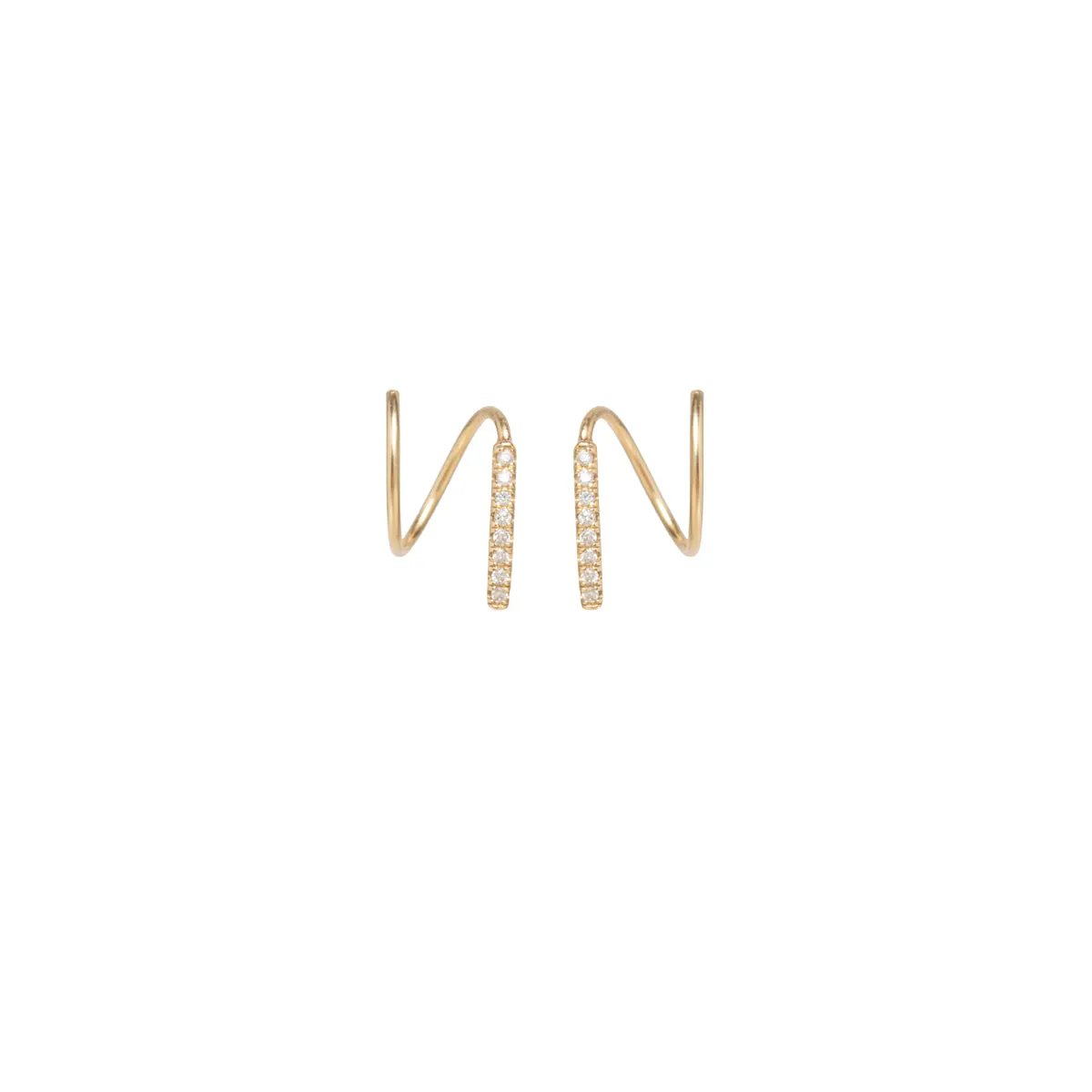 14k Pavé Diamond Bar Spiral Hoops