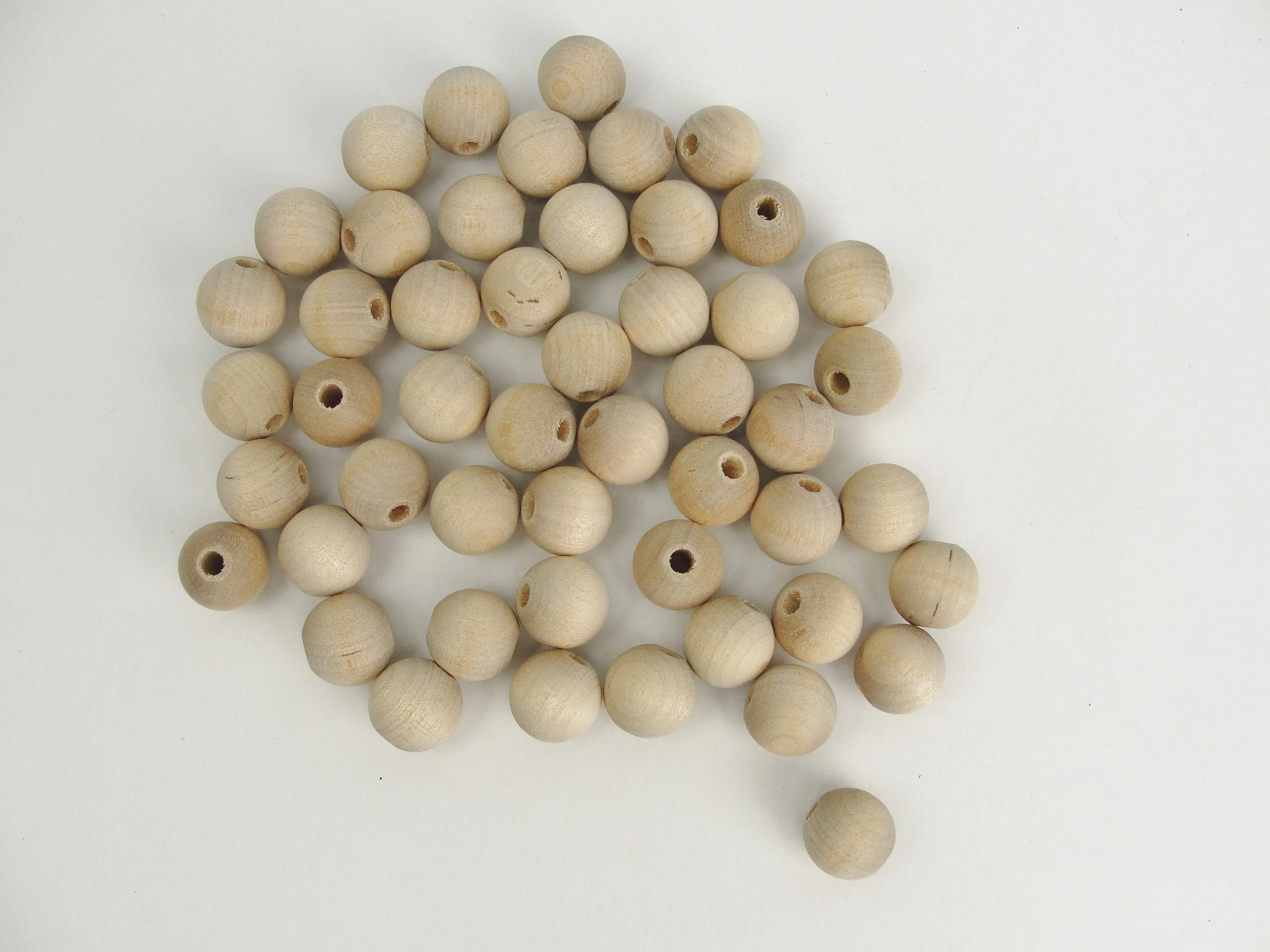 14mm unfinished round wooden beads 9/16" (.56") with 5/32" hole