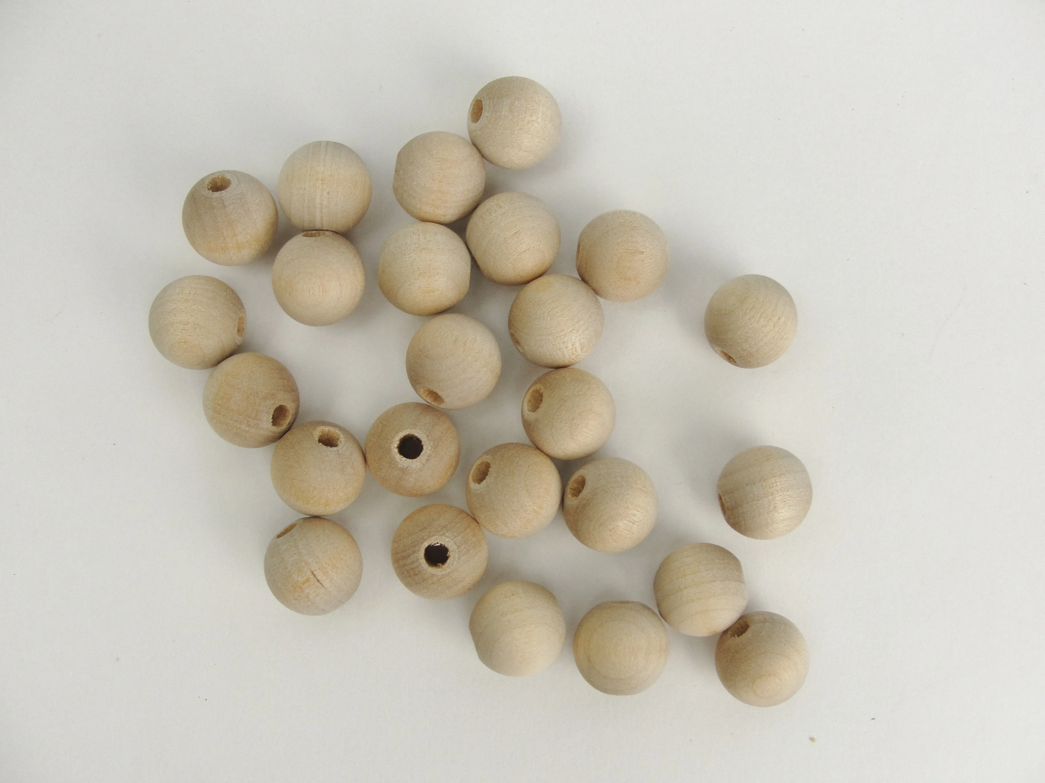 14mm unfinished round wooden beads 9/16" (.56") with 5/32" hole