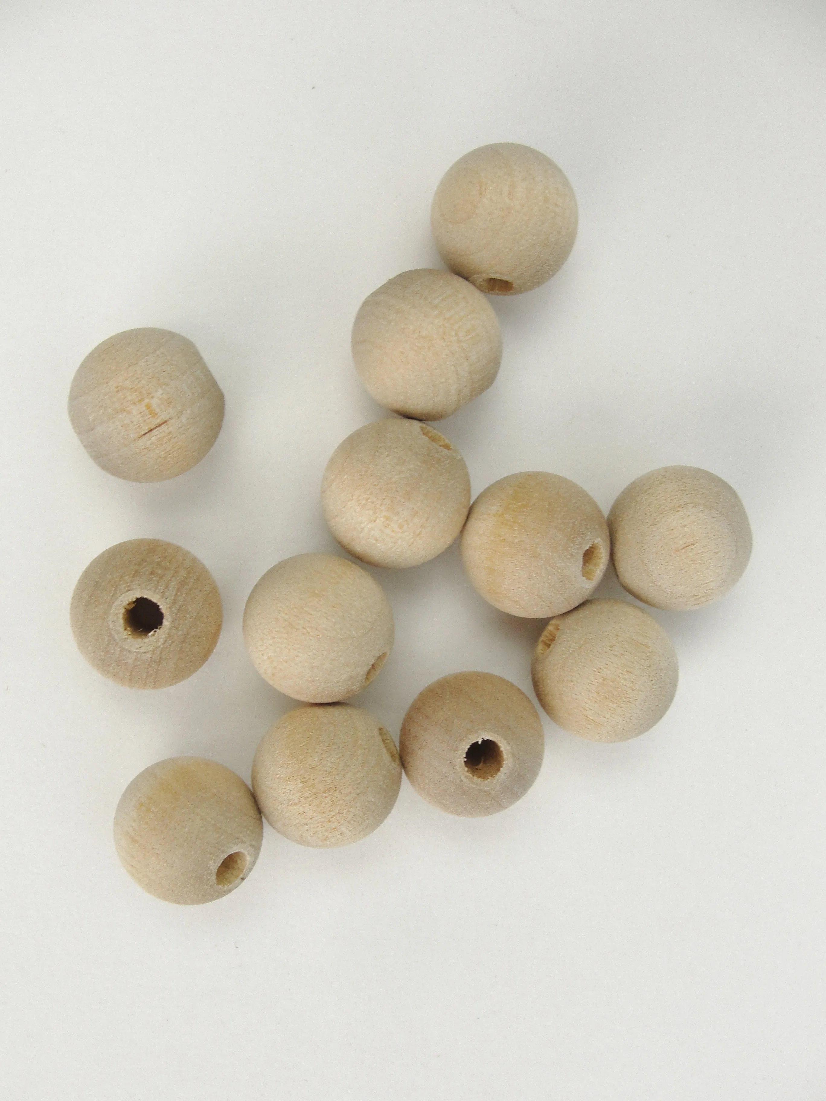 14mm unfinished round wooden beads 9/16" (.56") with 5/32" hole