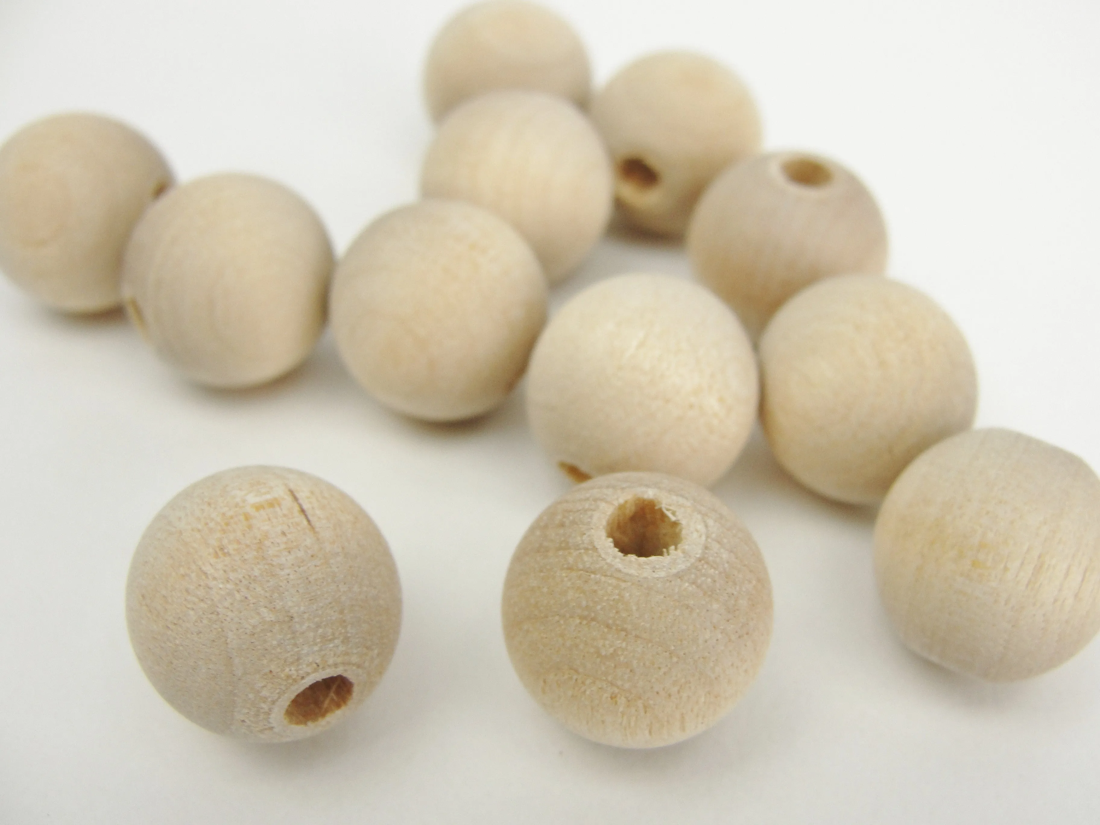 14mm unfinished round wooden beads 9/16" (.56") with 5/32" hole