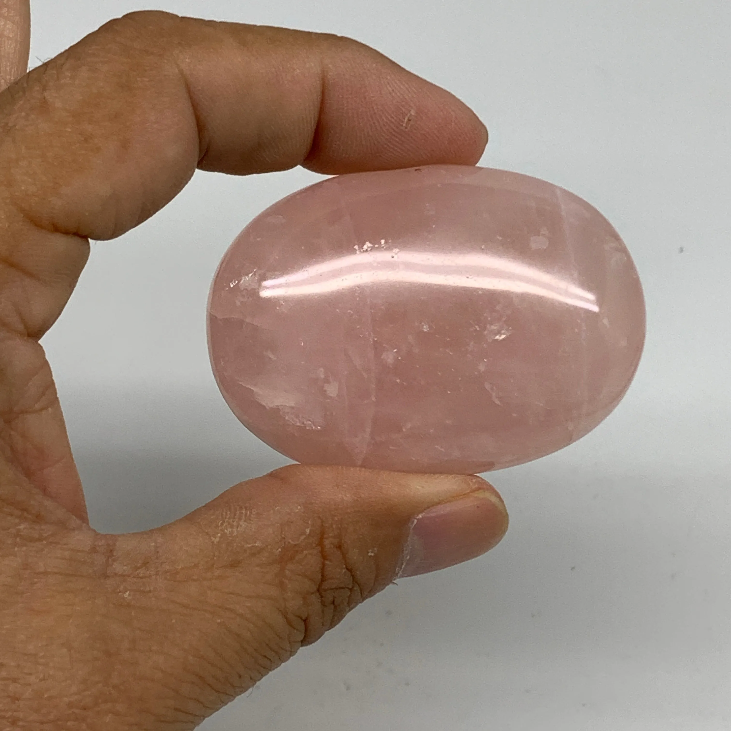169.9g , 2"-2.1", 3pcs, Natural Pink Rose Quartz Palm-stone Small Sizes, B34545
