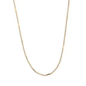 16" Gold Flat Rectangle Station Necklace, 3" Ext.