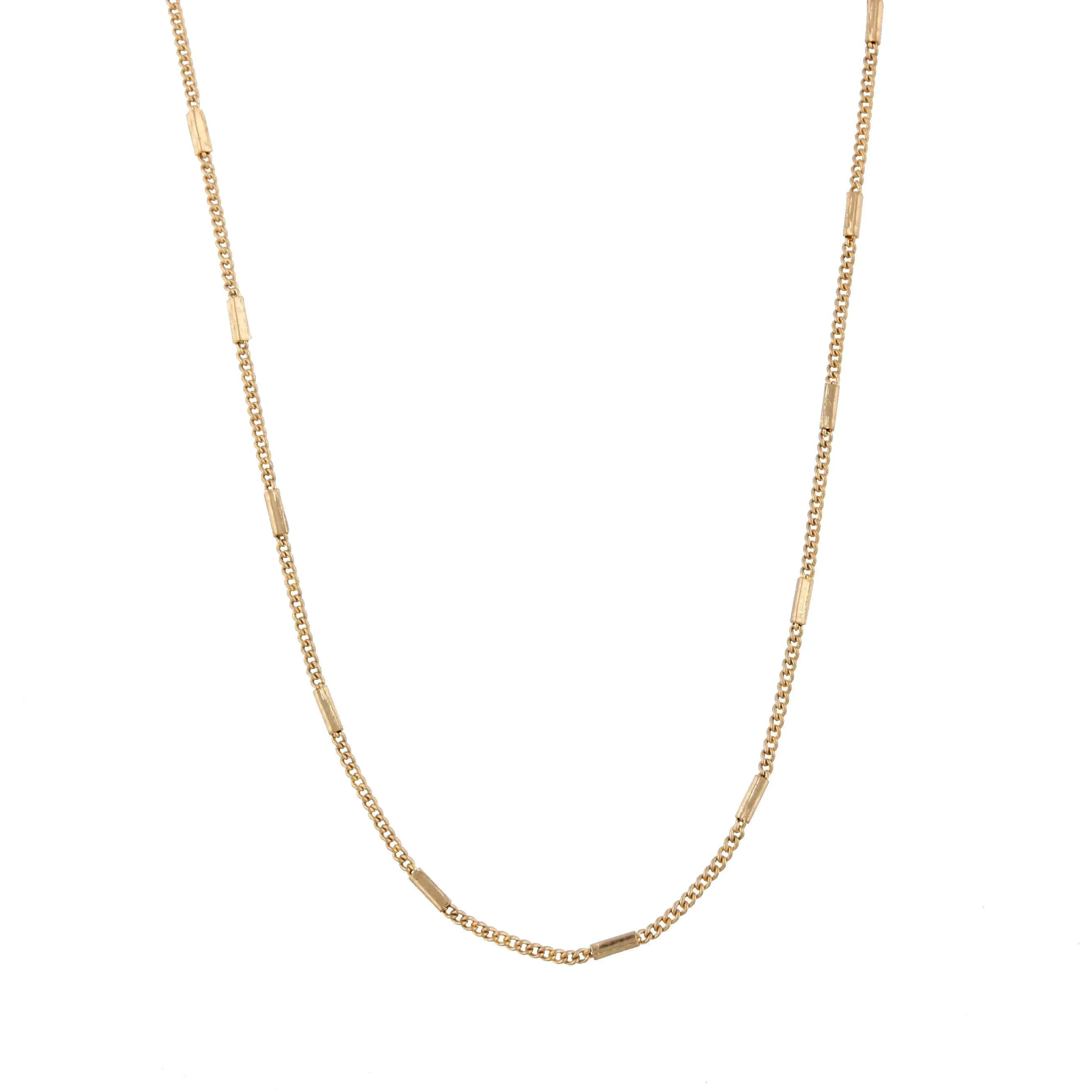 16" Gold Flat Rectangle Station Necklace, 3" Ext.