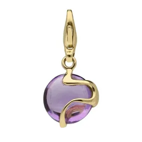 18ct Yellow Gold Amethyst Small Wave Design Charm D