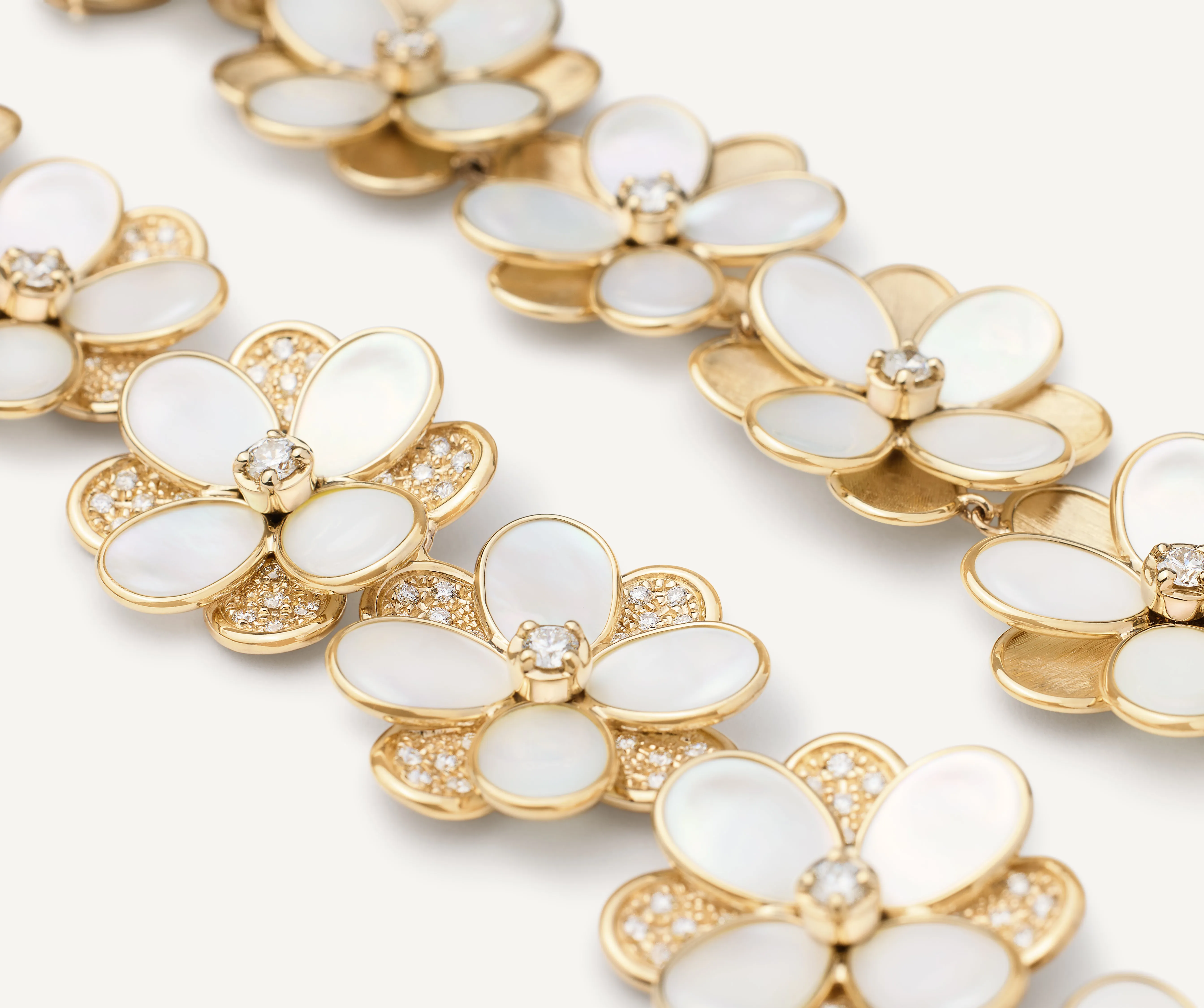 18K Yellow Gold Collar Necklace with Mother of Pearl and Diamonds