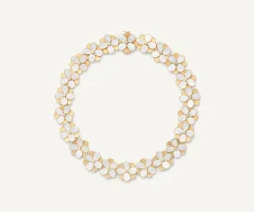 18K Yellow Gold Collar Necklace with Mother of Pearl and Diamonds