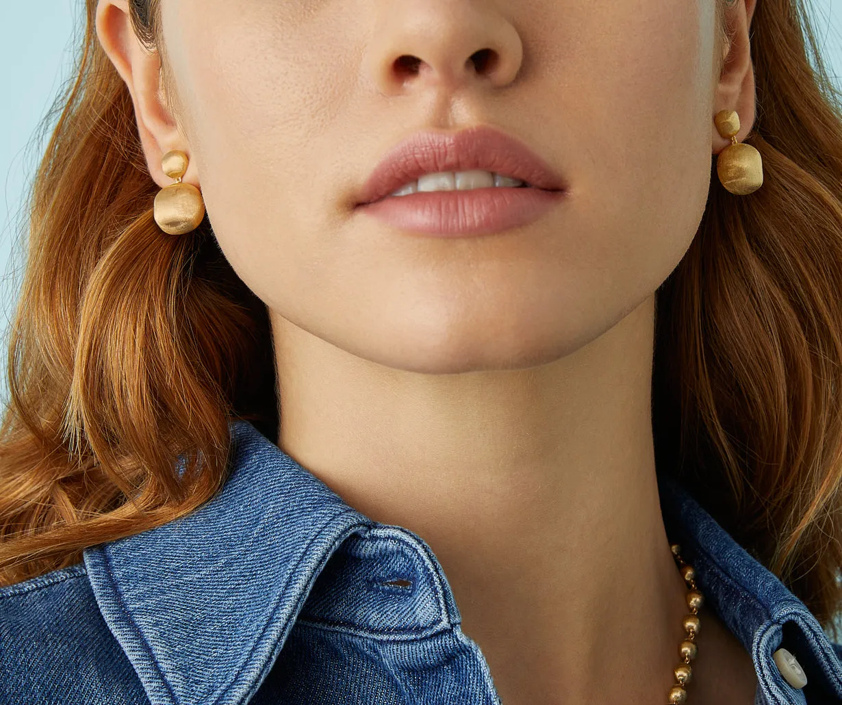 18K Yellow Gold Double Drop Earrings, Small