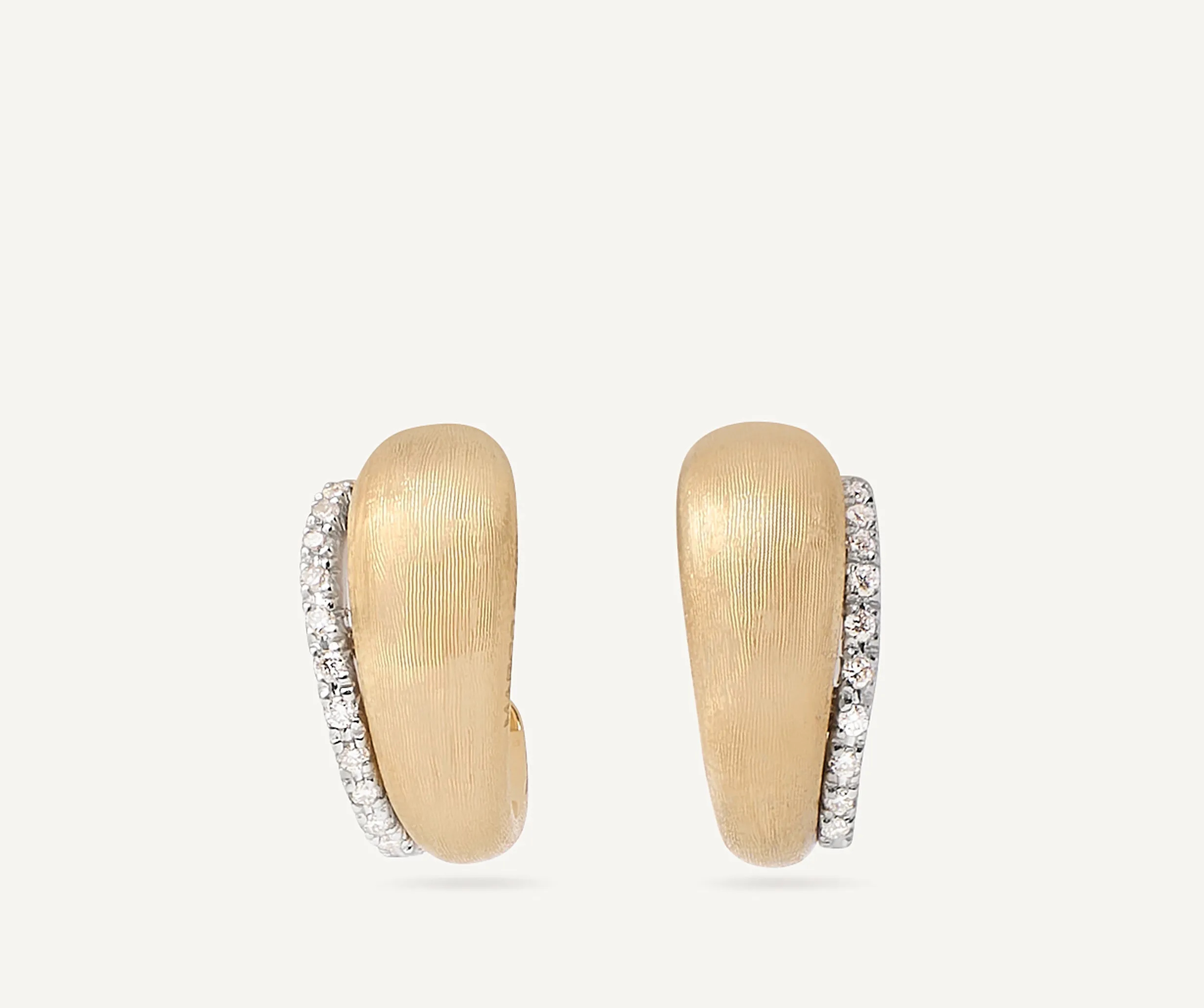 18K Yellow Gold Graduated Huggie Earrings With Diamonds