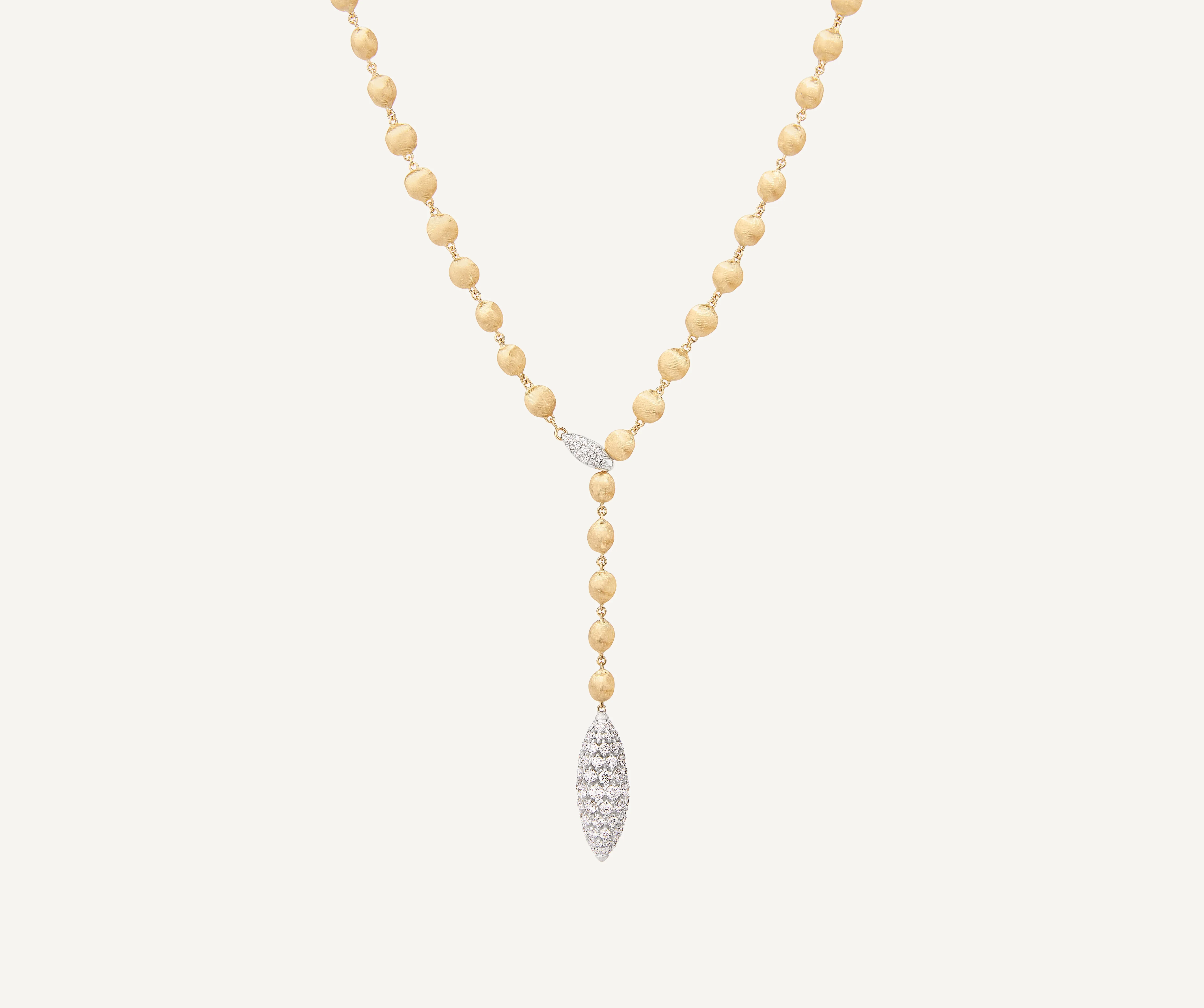 18K Yellow Gold Lariat Necklace With Diamond Pendant
