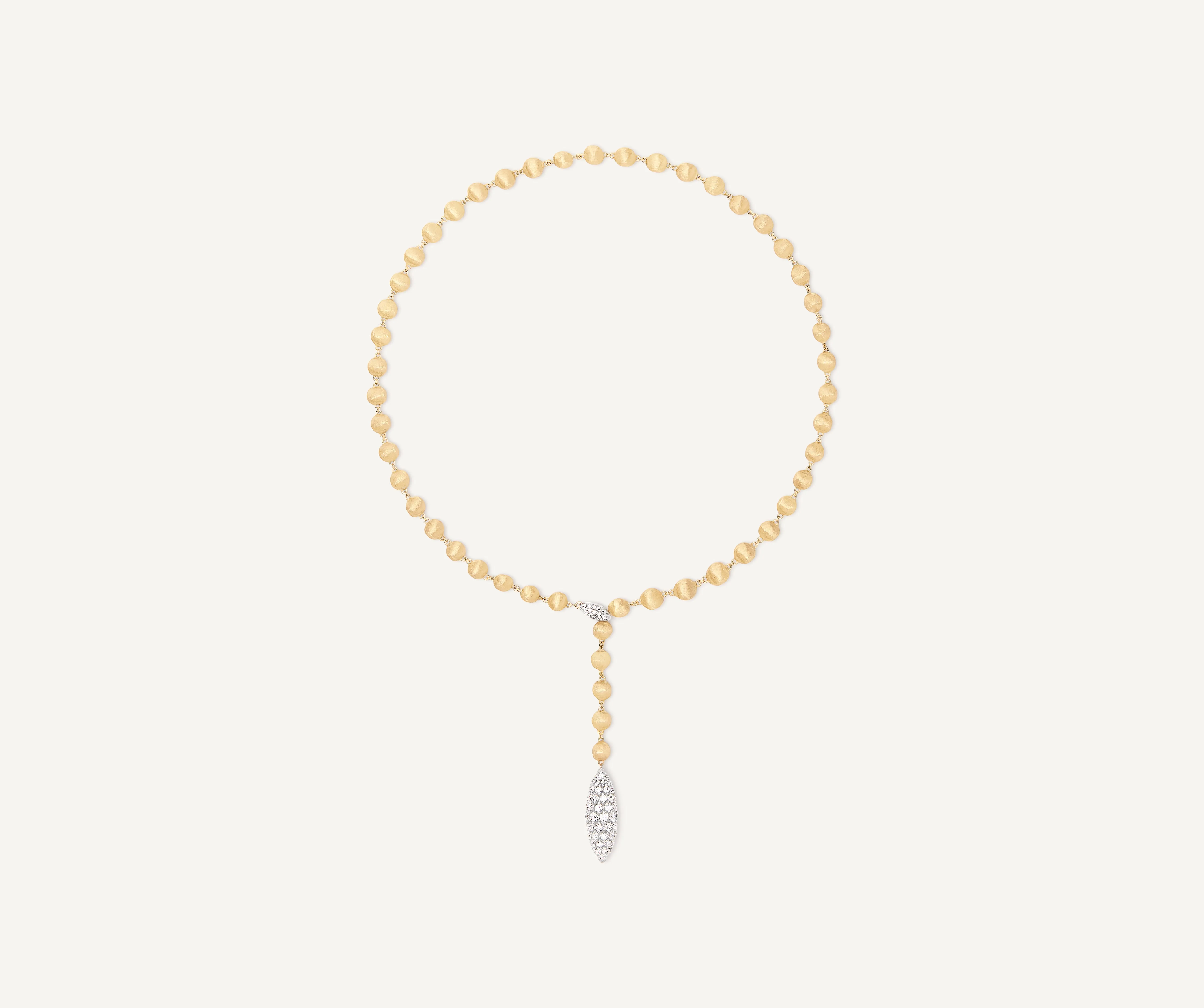 18K Yellow Gold Lariat Necklace With Diamond Pendant