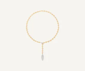 18K Yellow Gold Lariat Necklace With Diamond Pendant