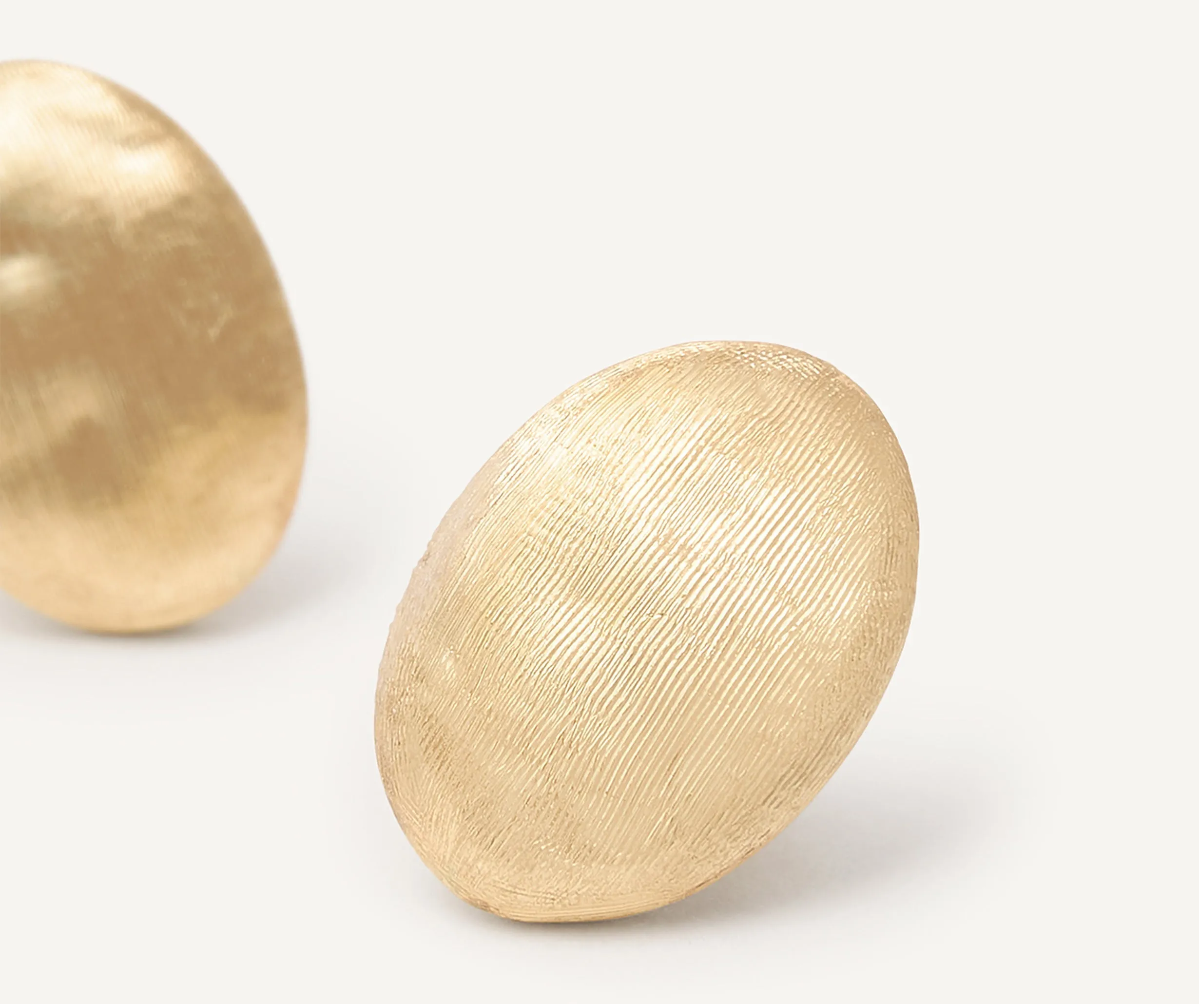 18K Yellow Gold Oval Stud Earrings
