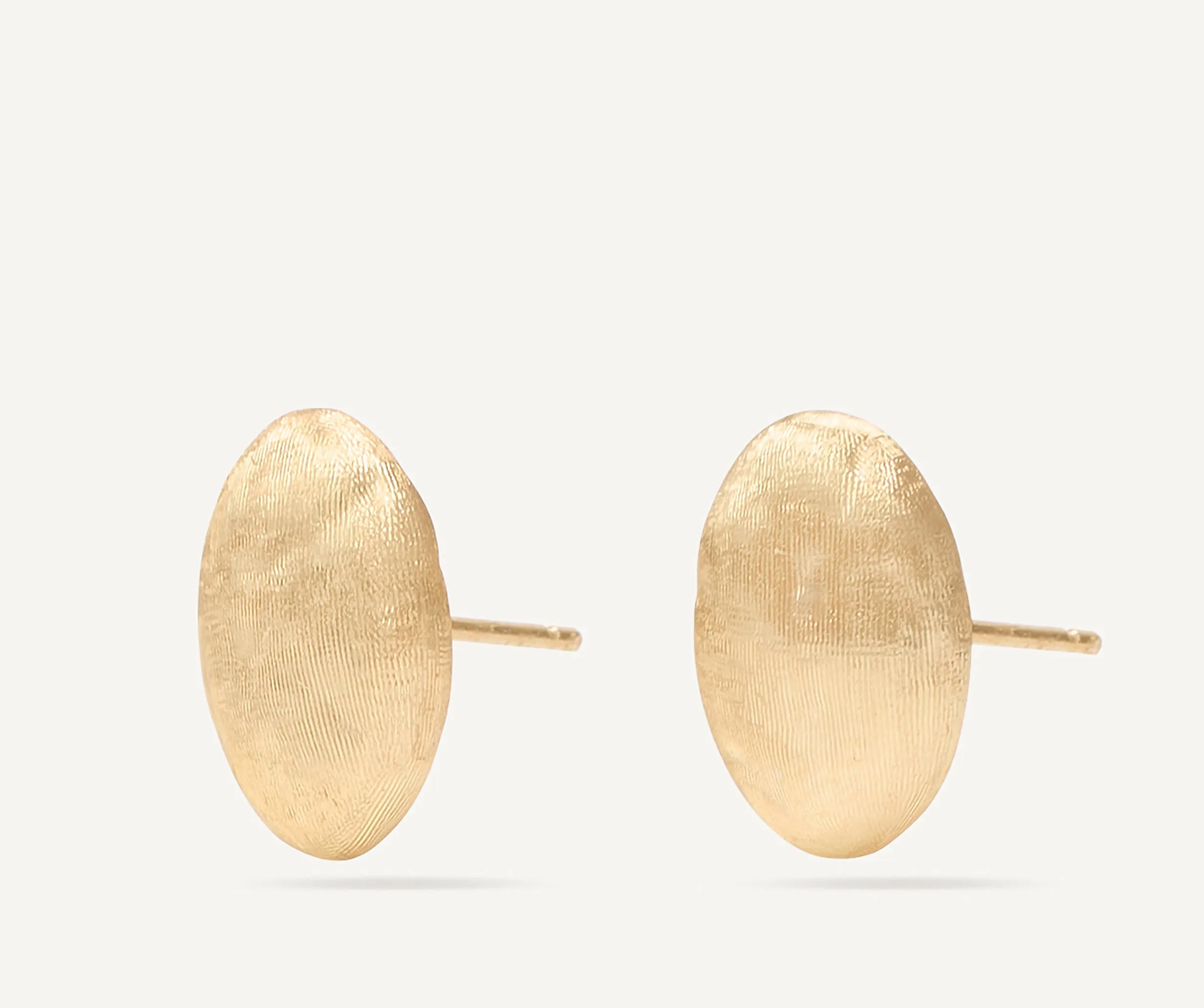 18K Yellow Gold Oval Stud Earrings