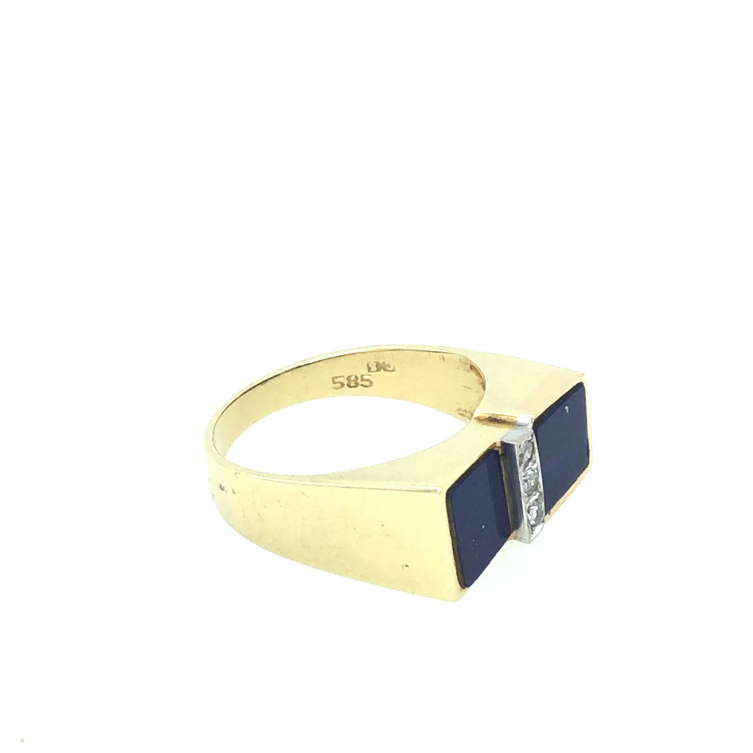 1970s 14ct Gold Lapis Lazuli & Diamond Dress Ring