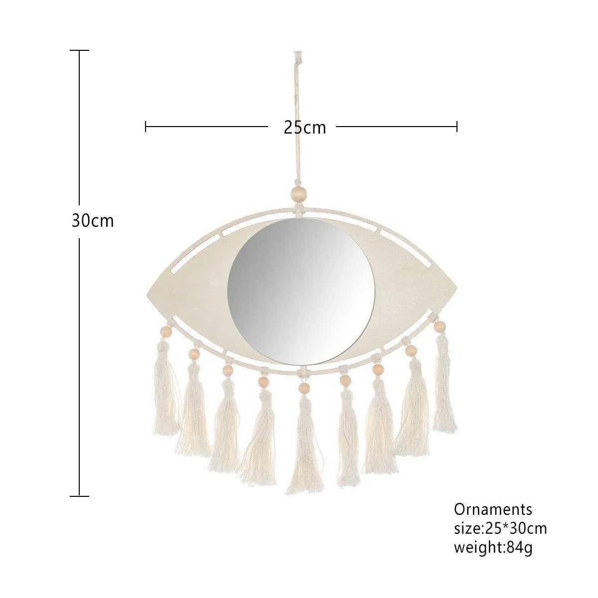 2 Pcs Set Rustic Wood Evil Eye Mirrors