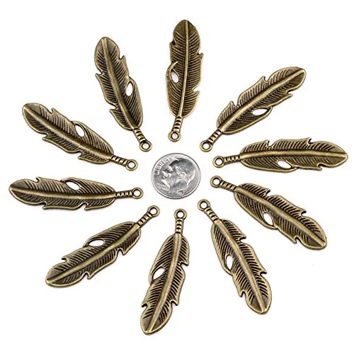 20 Pieces Magic Feather Protection Lucky Charms Findings for Jewelry Pendants Necklace Making