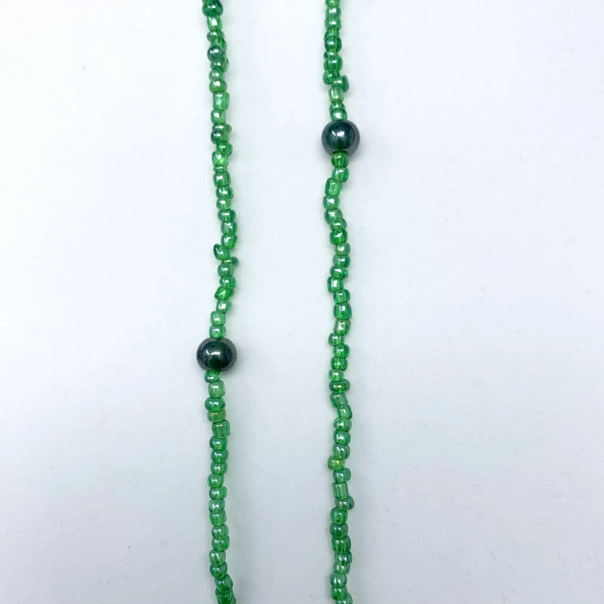 27" Green Glass Bead Necklace (Dozen)
