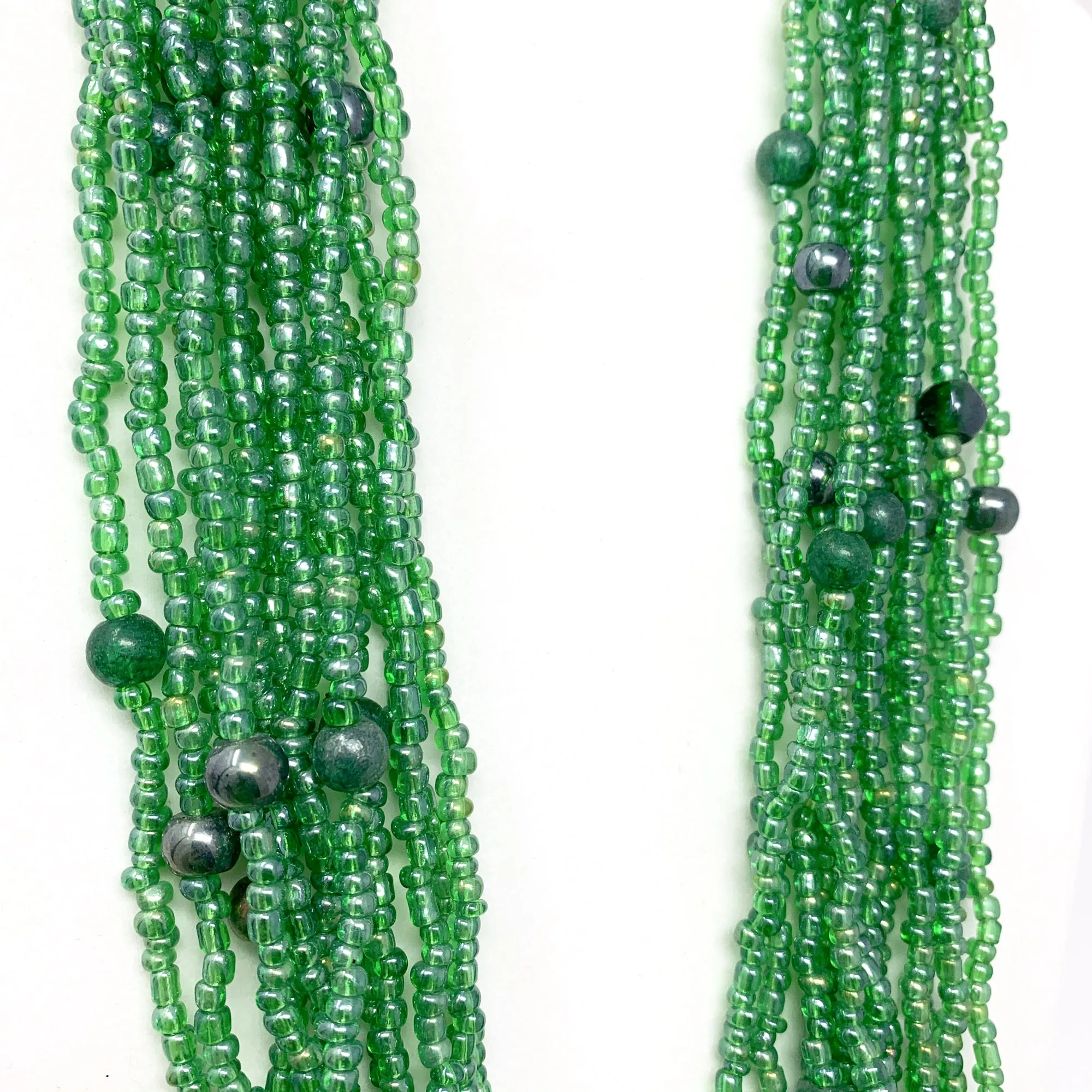 27" Green Glass Bead Necklace (Dozen)