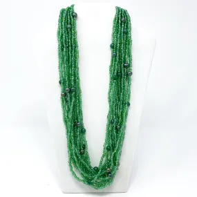 27" Green Glass Bead Necklace (Dozen)