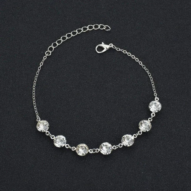2PCS Retro Pearl Heart Infinity Ankle Anklet Bracelet Set