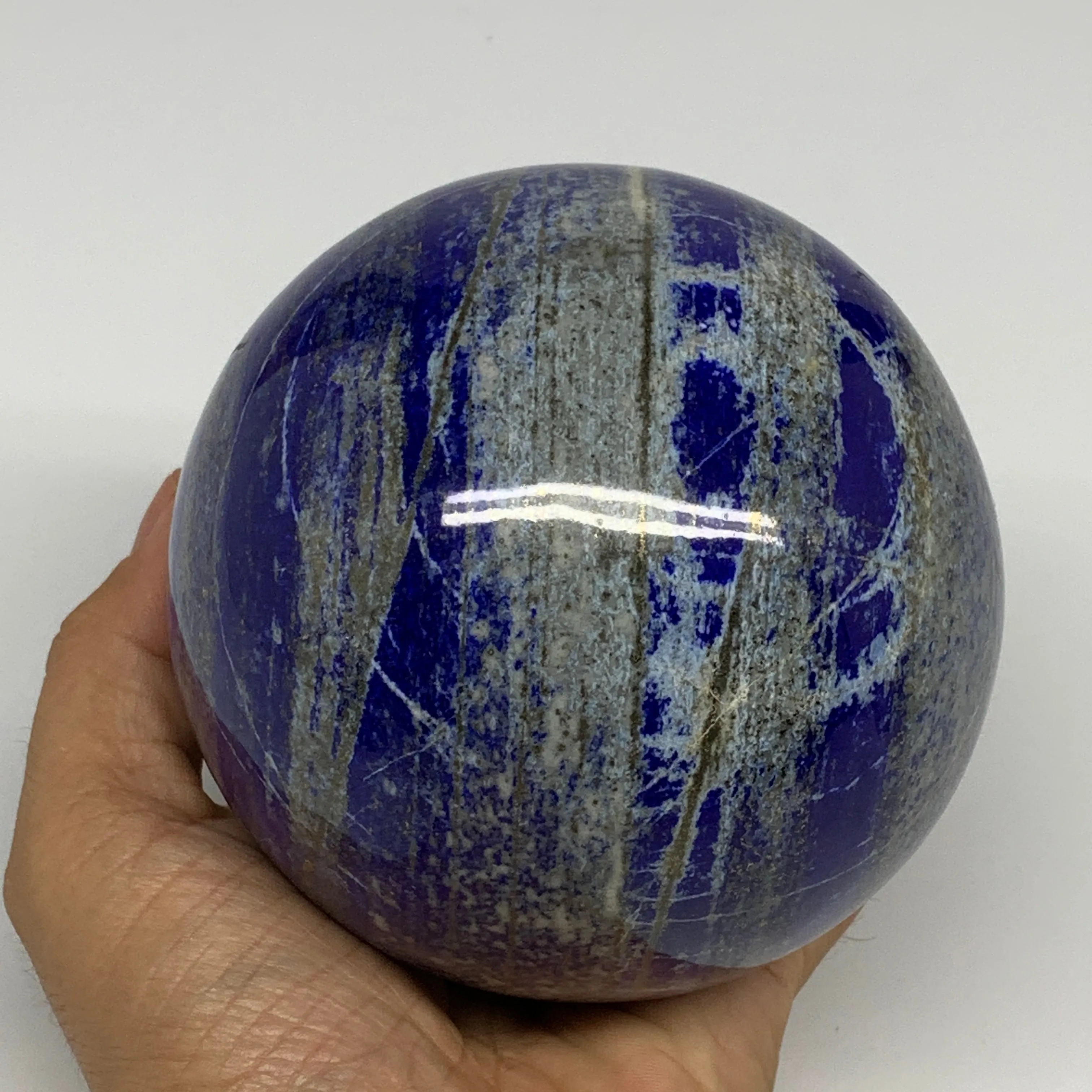 3.7 lbs,3.9"(98mm), Lapis Lazuli Sphere Ball Gemstone @Afghanistan, B27551