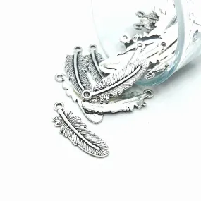 4, 20 or 50 Pieces: Antiqued Silver Feather Charms