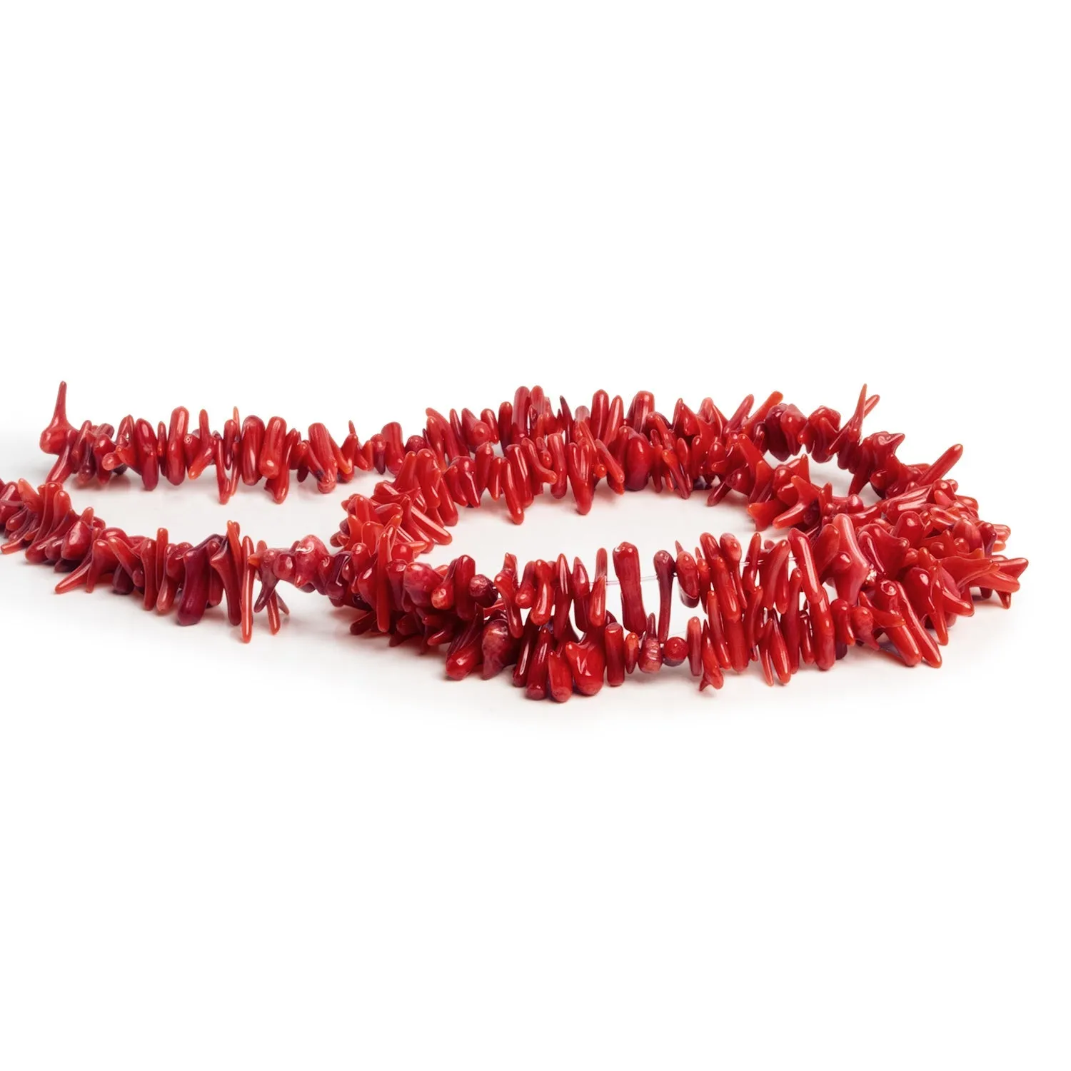 6x3mm Red Bamboo Coral Chips 16 inch 300 beads