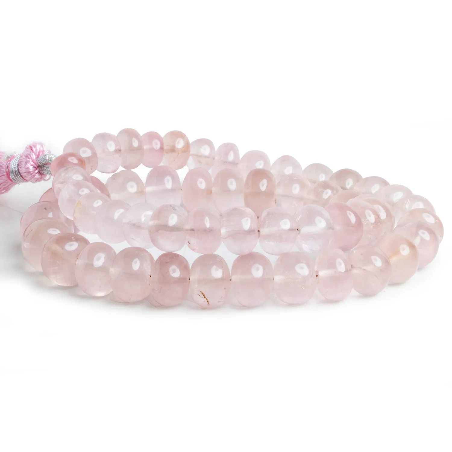 7-11mm Rose Quartz Plain Rondelles 14 inch 50 beads