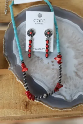 7601 RED WESTERN CHIPBEAD NECKLACE