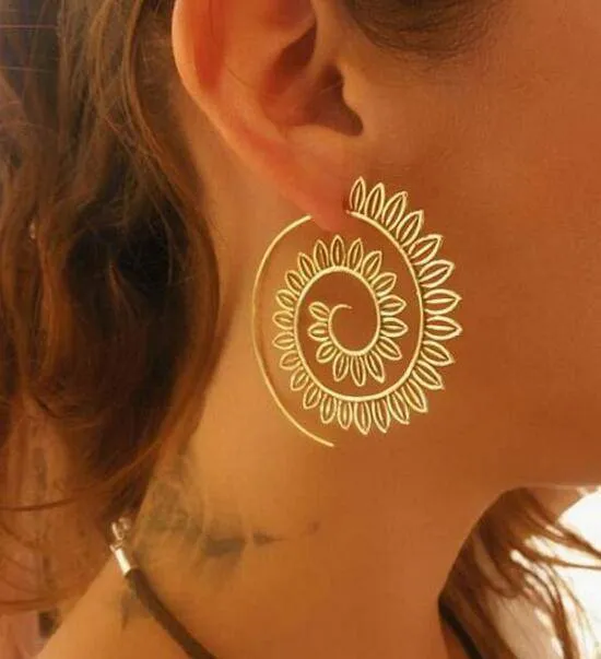 8 Designs, Big Swirl Hoop boho Earrings