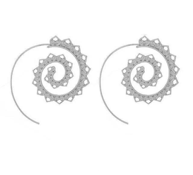 8 Designs, Big Swirl Hoop boho Earrings