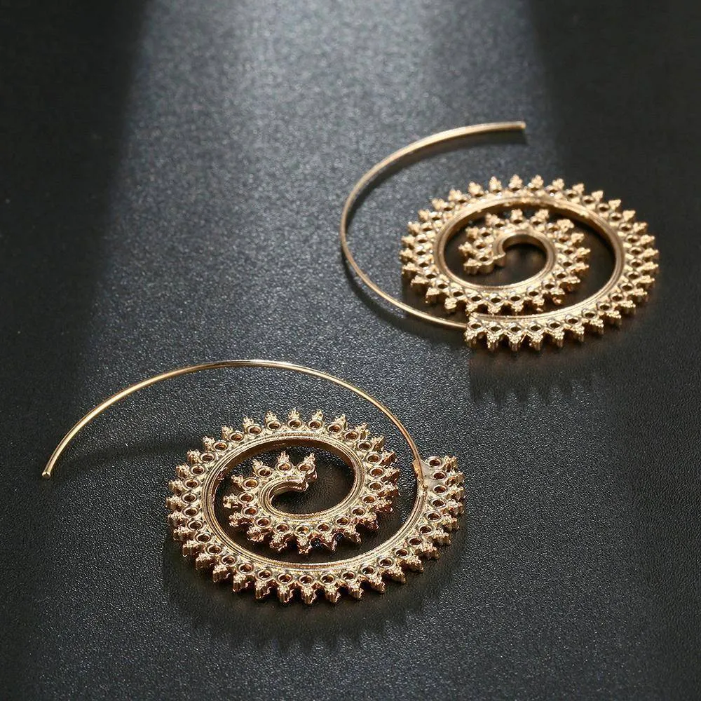 8 Designs, Big Swirl Hoop boho Earrings