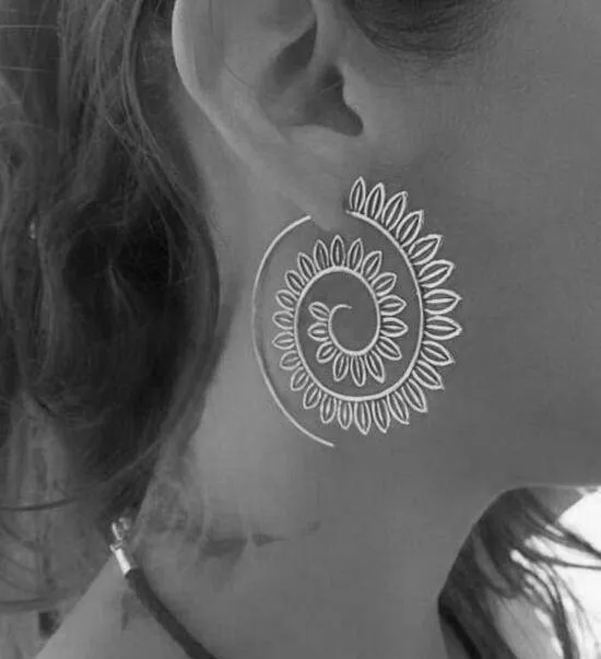 8 Designs, Big Swirl Hoop boho Earrings