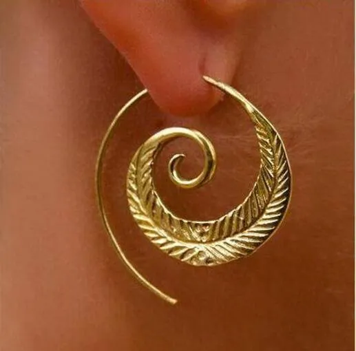 8 Designs, Big Swirl Hoop boho Earrings