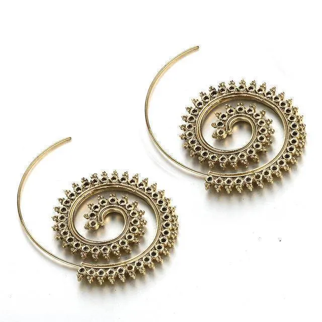 8 Designs, Big Swirl Hoop boho Earrings