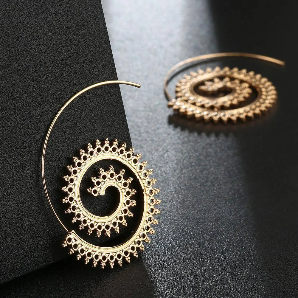 8 Designs, Big Swirl Hoop boho Earrings