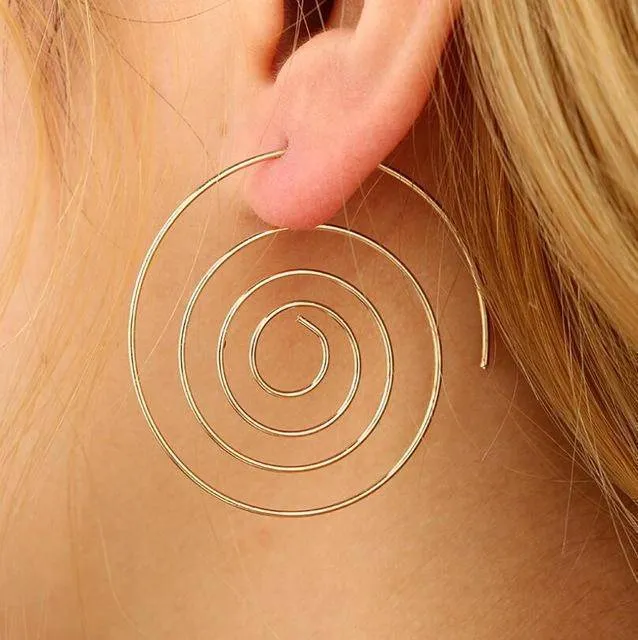 8 Designs, Big Swirl Hoop boho Earrings