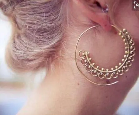 8 Designs, Big Swirl Hoop boho Earrings