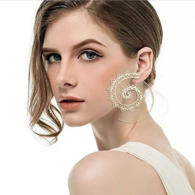 8 Designs, Big Swirl Hoop boho Earrings