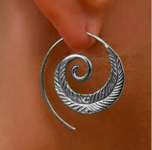 8 Designs, Big Swirl Hoop boho Earrings