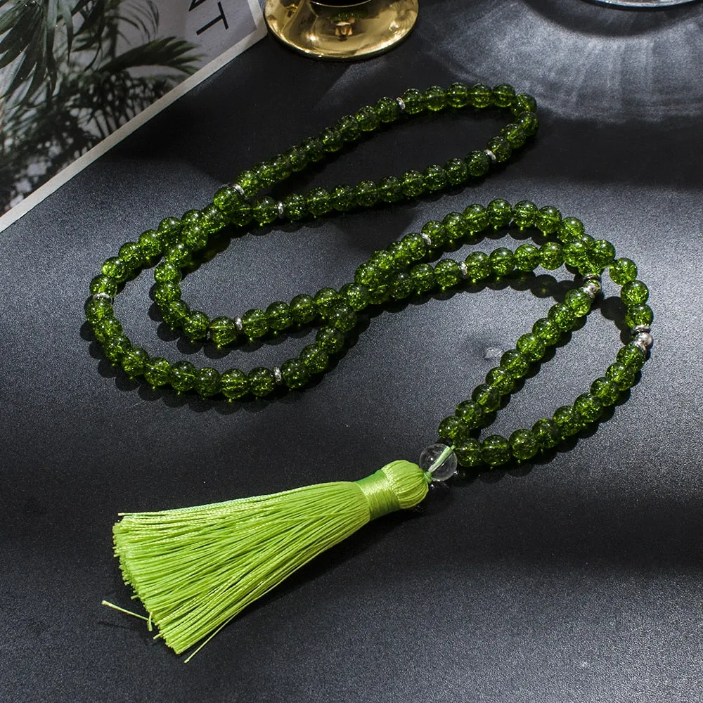 8mm Natural Stone Beaded 108 Mala Necklace for Men and Women
